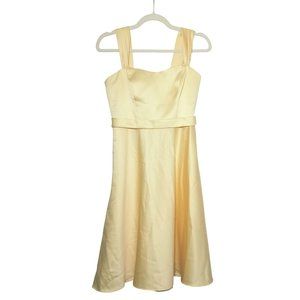 Davids Bridal Canary Yellow Sleeveless Tea Length Bridesmaid Dress‎ Size 2